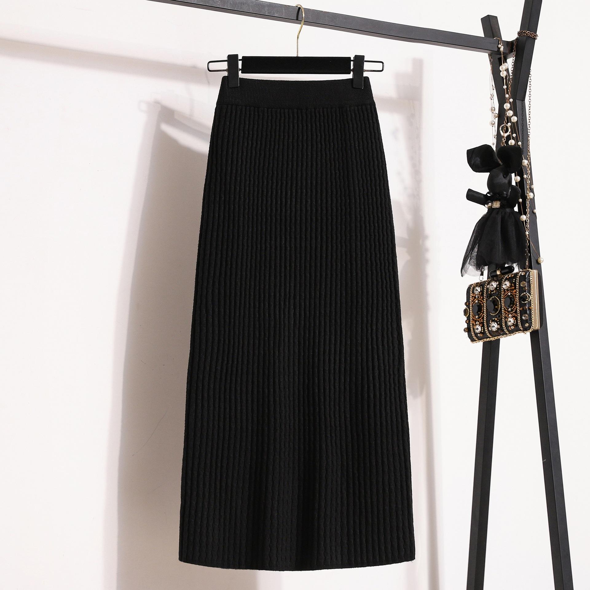 

Юбка для женщин большого размера, зимняя, с высокой талией и бедрами, облегающая, трикотажная, универсальная, средней длины, прямая, с высокой посадкой XL