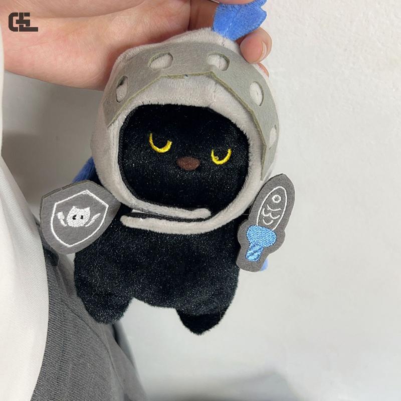 20cm Creative Bag Pendant Black Cat Knight Doll Keychain Cute Cartoon Small Cat Design Plush Animal Doll For Women Gifts