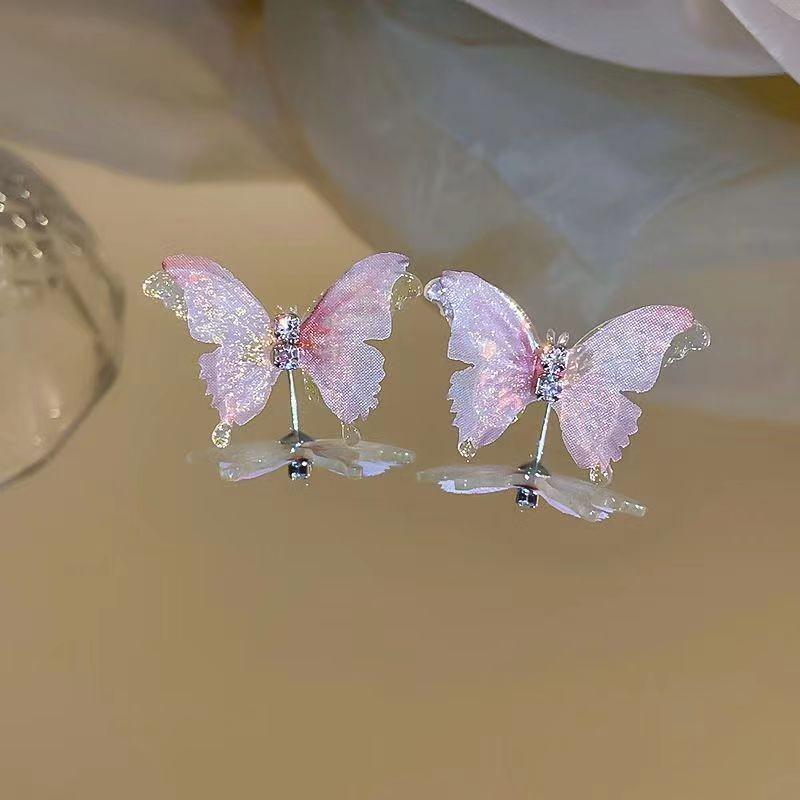 Fall in Love - Pink Zircon Butterfly Earrings: High-End, Light Luxury Design for Women (2025)