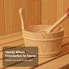 Wooden Sauna Pail Natural Wood and Ladle Set Long-Lasting