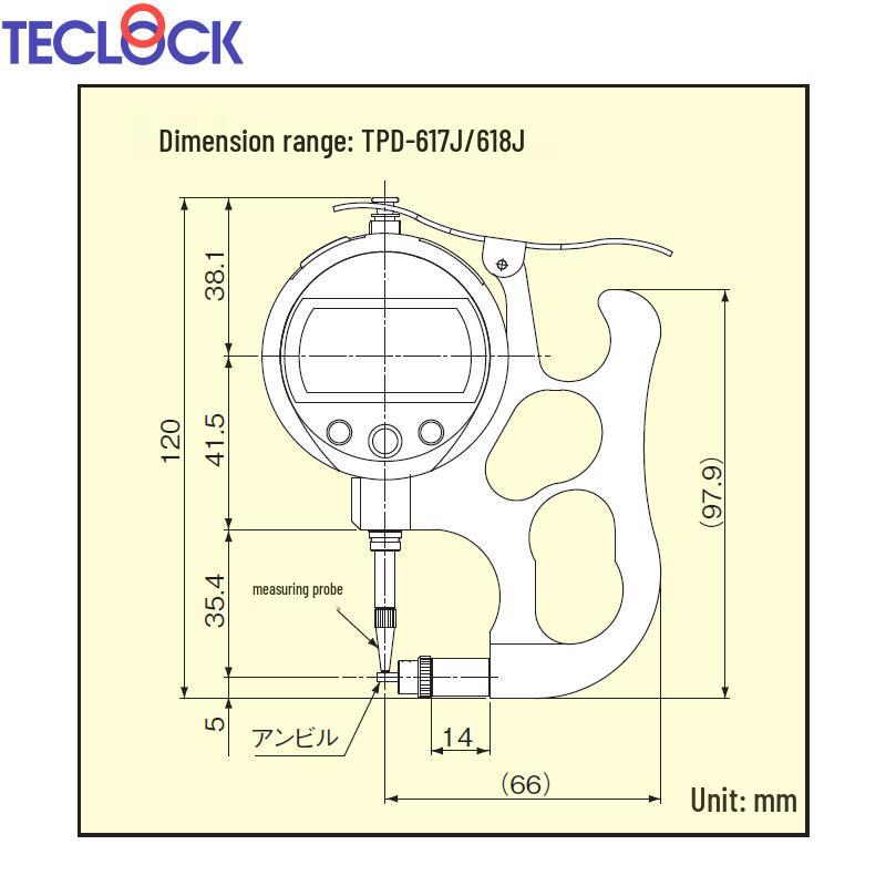 TecLock Deluxe Digital Caliper for Tube Thickness: TPD-617J / TPD-618J Electronic Tube Wall Thickness Gauge TPD-618J