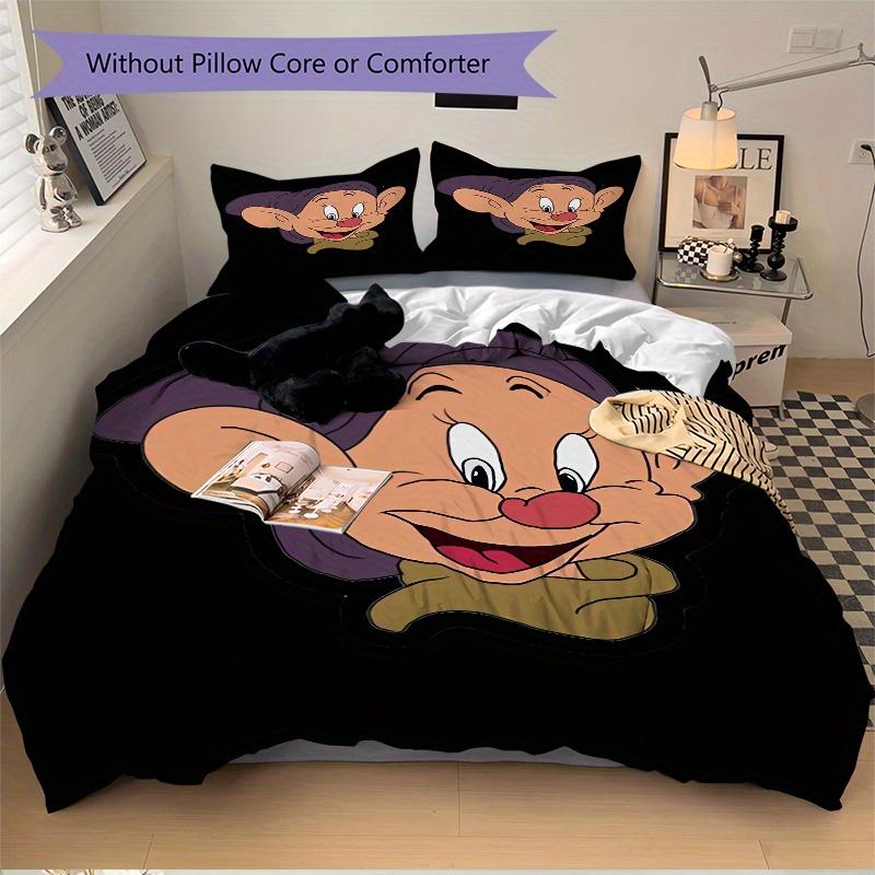 3pcs Snow White Dopey Cartoon Bedding Set Includes 1 Quilt Cover and 2 Pillowcases, Comfortable Bedding W093