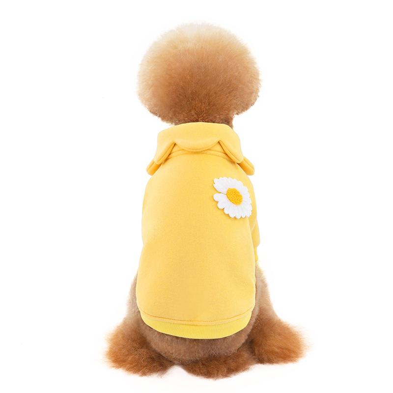 New Pet Sweater Autumn and Winter Fleece Warm Dog Clothes Sunflower Design Fashion Daisy Fighting Dog Clothes