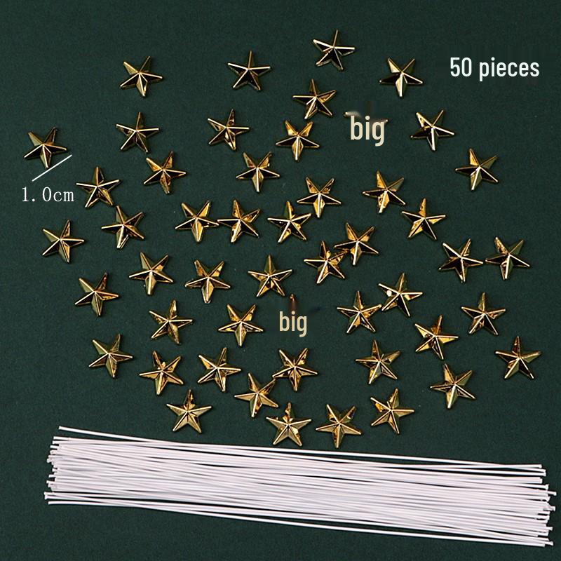 

50 Gold & Silver Star Cake Topper Inserts - Set of 50 Pentagram Decorations