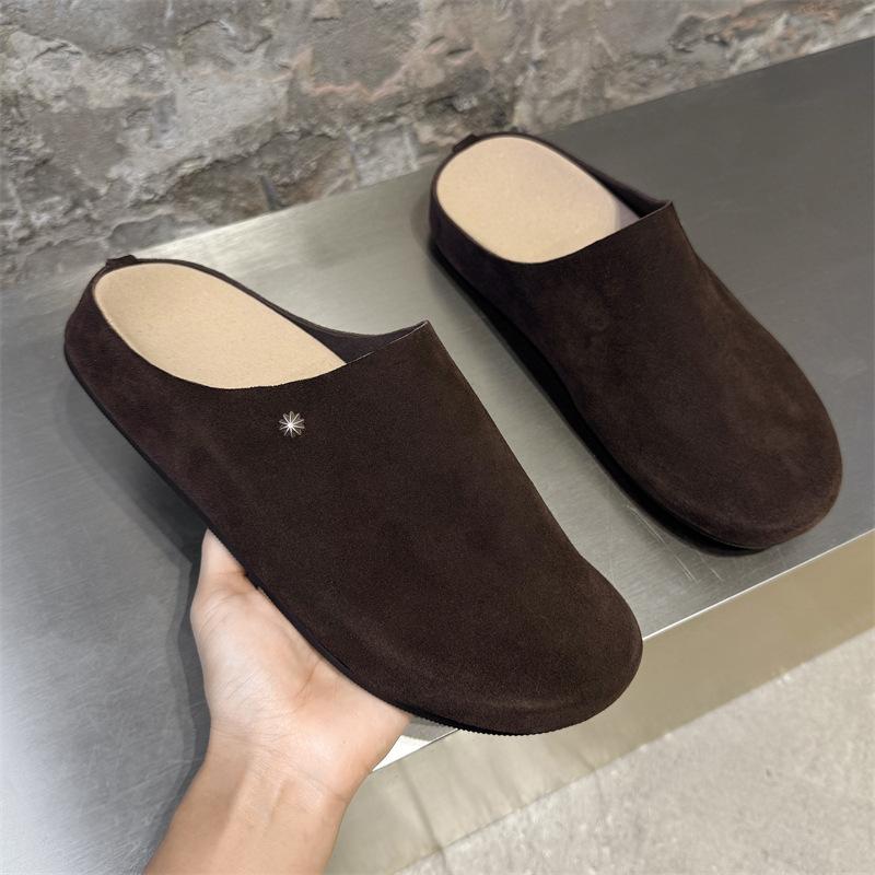 Outdoor lazy one-pedal summer new breathable half-pack slippers fashion versatile sandals 65167 brown-J