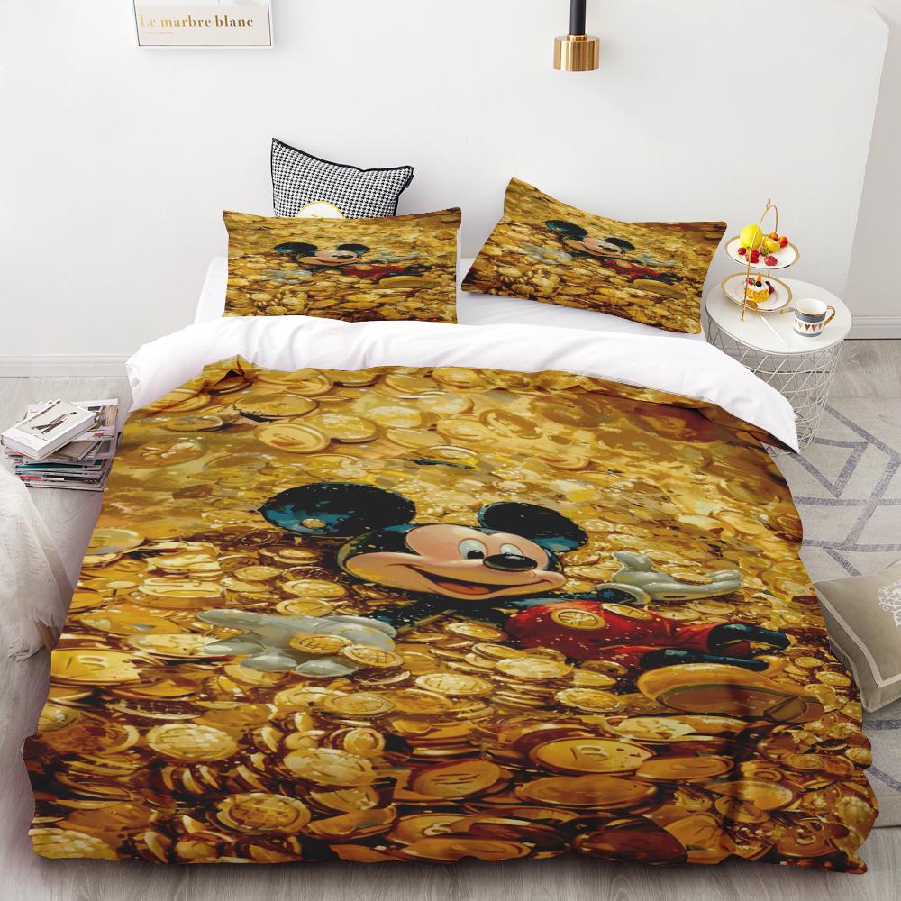 Mickey and Minnie Mouse Love Printed Bedding Set Cartoon Microfiber Bed Set Pillowcase Adult Bed Cover Bedroom Bed Set Duvet