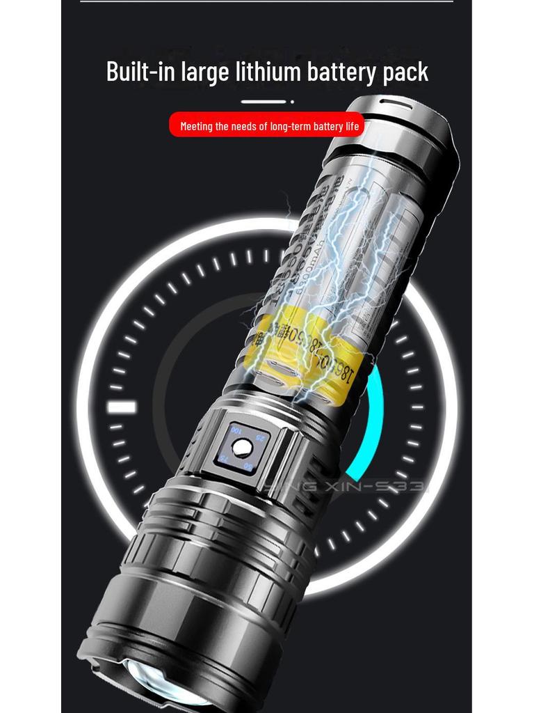 Douyin Cross-Border Multi-Function TYPE-C Rechargeable Dual-Mode LED Flashlight with Long-Range White Laser Light.