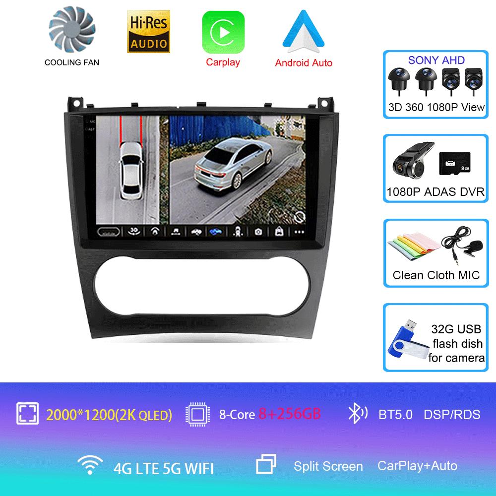 Radio auto Android 14 Carplay pentru Benz W203 W209 C180 C200 C220 C230 2004 - 2011, navigație GPS, player multimedia, wifi + 4G BT Auto
