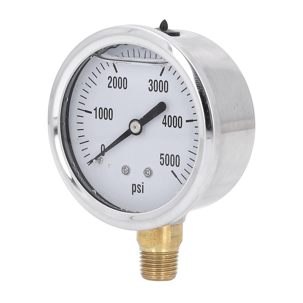 Hydraulic High Pressure Gauge Glycerin Liquid Filled 5000PSI 2.5in Dial 14in NPT Stainless Steel