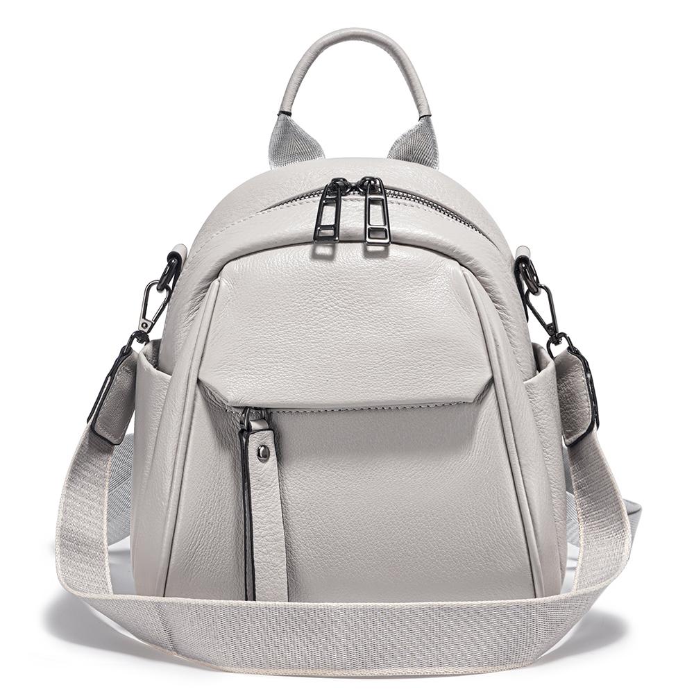 

Маленький женский рюкзак Zency Soft из натуральной кожи серый белый