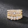 Trendy Women Rings Double Layer Cubic Zirconia Luxury Female Accessories For Wedding New Gorgeous Lady Jewelry Drop Ship