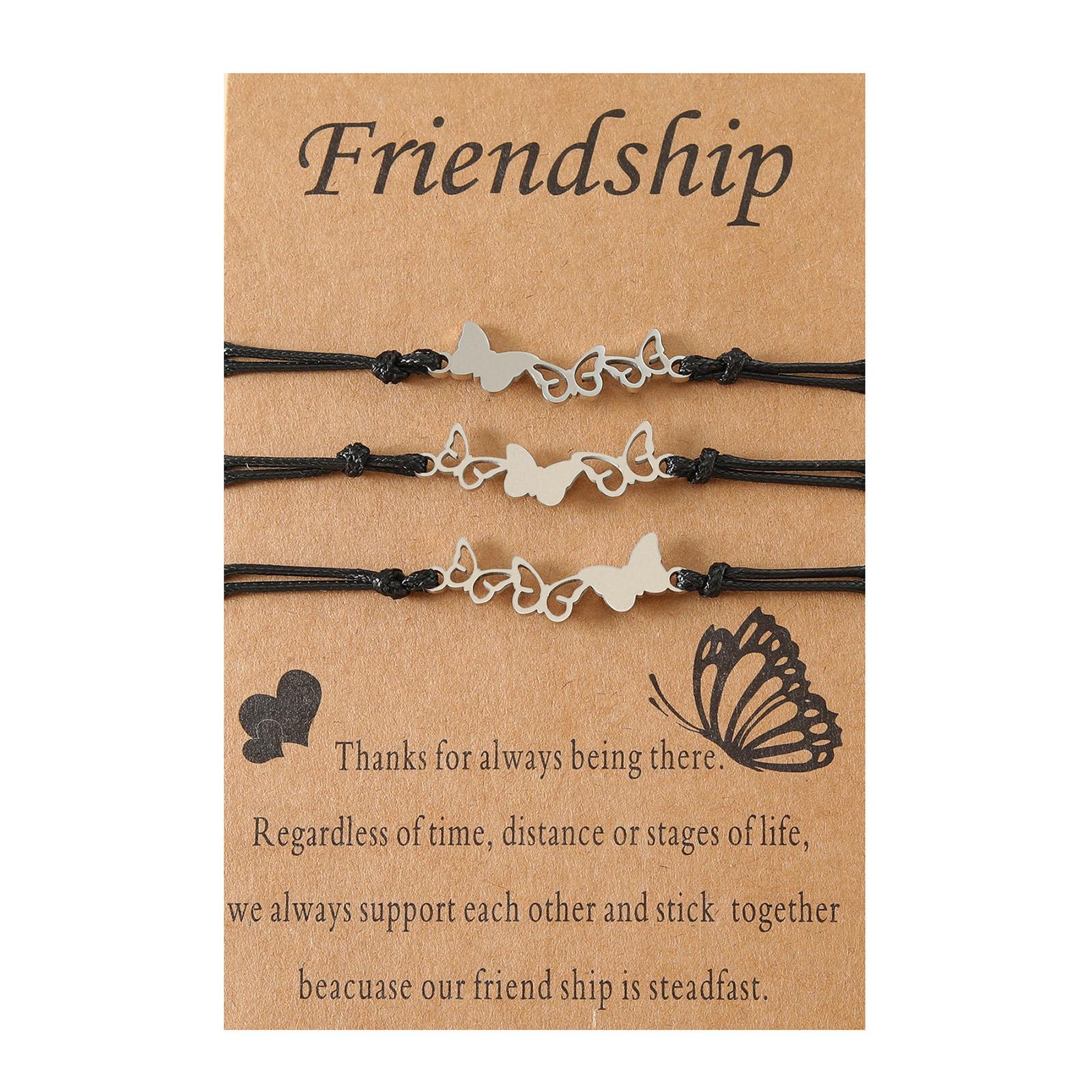

Браслет Good Friend Card, европейский и американский браслет из нержавеющей стали с полой бабочкой, сотканный вручную, для женщин и сестер 3