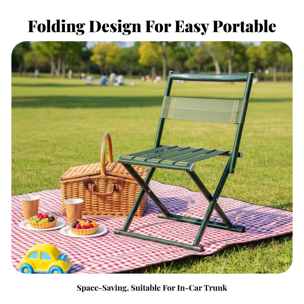 Foldable Stool With Spinerest Foldable Design Foldable Chair With Spinerest Space-Saving Long-Lasting For Fishing