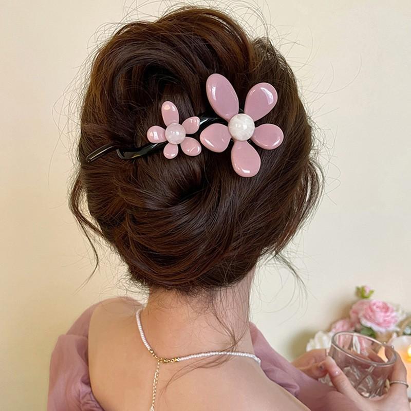 Retro S-förmige Pferdeschwanz-Twist-Haarspangen, modische Perlen-Haarspangen mit Haifisch-Clip, Haarnadeln, Haarspangen, Haarspangen, Haarschmuck für Frauen, Kopfbedeckungen