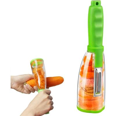 Curățător de legume cu recipient Oțel inoxidabil Gadget de bucătărie Curățător de coajă de cartofi Curățător de juliană pentru legume și fructe