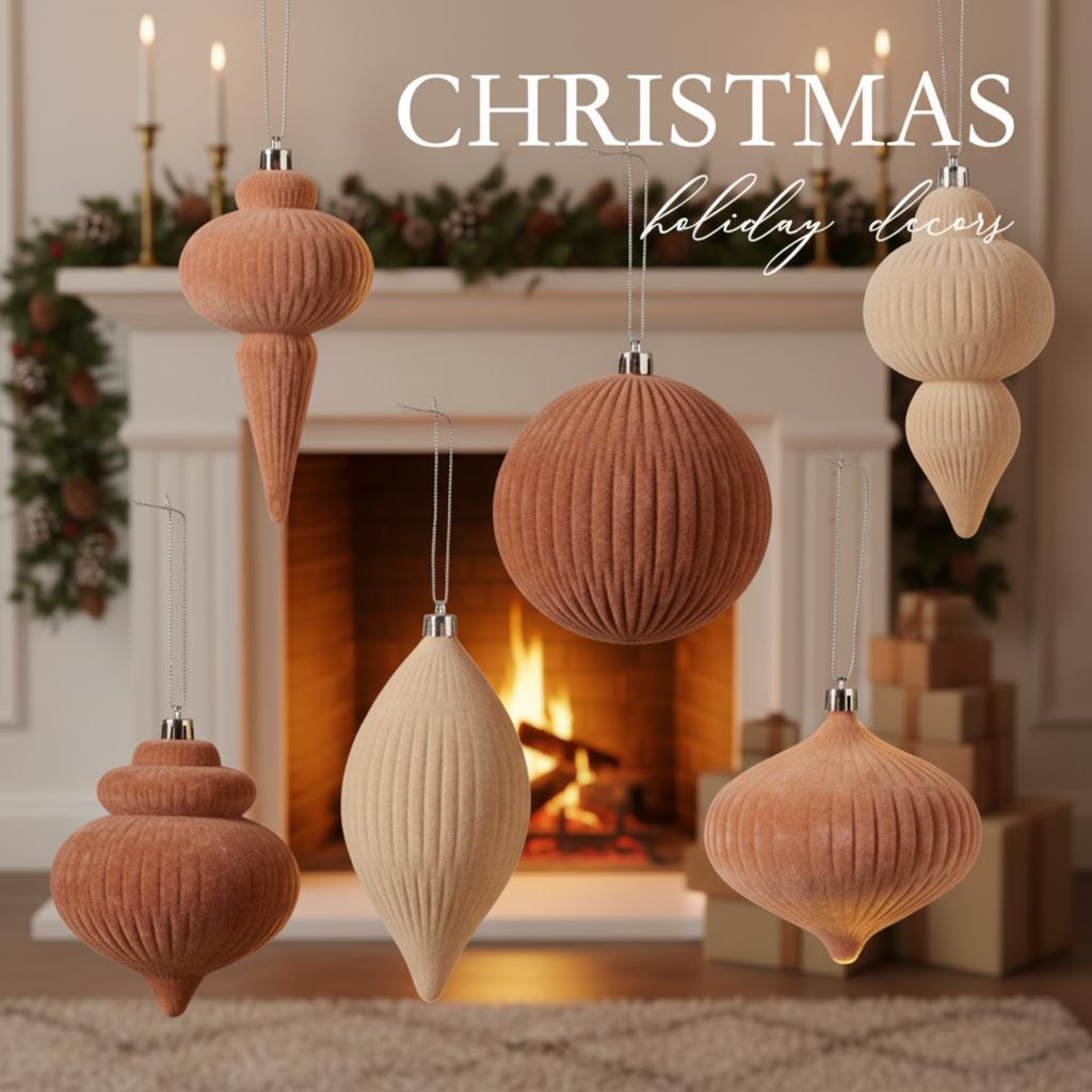6pcs Special-shaped Velvet Christmas Ornaments Christmas Tree Ornaments Decorative Shatterproof Hangings Ornament
