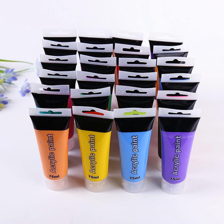 Acrylfarben-Set 75ml - 12 Farben, Zahnpastatuben-Verpackung für DIY-Malerei, Wandkunst, Textilien