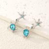 Delicate Blue Crystal Starfish Turtle Earrings for Women Summer Holiday Metal Shell Sea Star Earring Jewelry Girl Gift