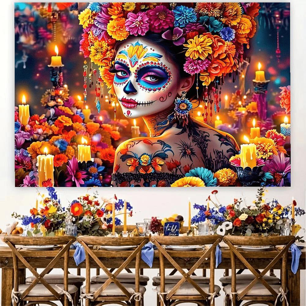 2D planar pattern 1P Mexican Day of the Dead cat Lina print.PMJ