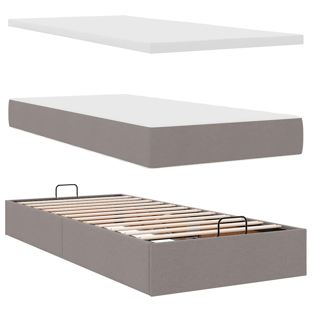 Ottoman Bed with Mattress Taupe 200x200 Cm Fabric