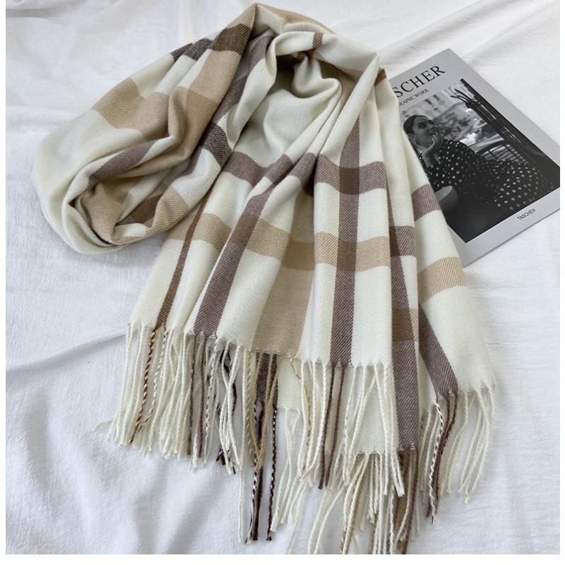 Scarf Women's Winter New Plaid Printing Tassel Imitation Cashmere Scarf Fashion Warm Shawl Scarf