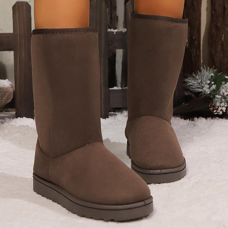 Fashion Women's Faux Suede Winter Warm Mid-Calf Boots Plus Size Thicken Plush Snow Boots Woman Thick Sole Non Slip Platform Casual Shoes