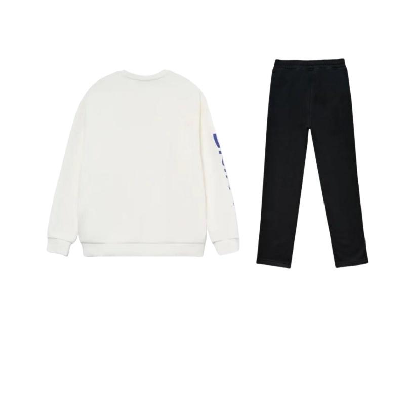 Li Ning Logo Print Fleece Loose Pullover Long Sleeve Comfortable Versatile Sweatshirt Set Unisex Sweatshirt Set YKLT415-1+AWDRF44-3