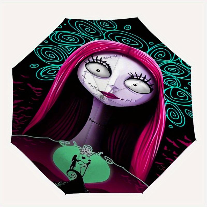 Sally, Nightmare Before Christmas Automatic Opening and Closing Umbrella - 8 Ribs Portable Folding Umbrella with Plastic Handle, Suitable fo