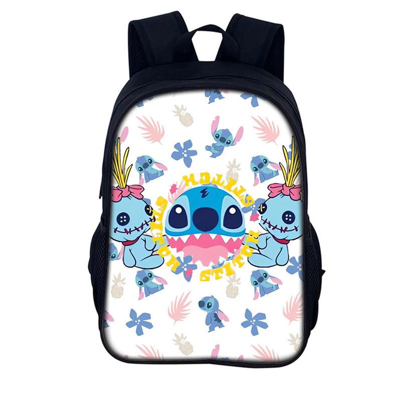 Stitch Rucksack für Kinder 16 Zoll Cartoon Polyester Schultasche für Jungen und Mädchen