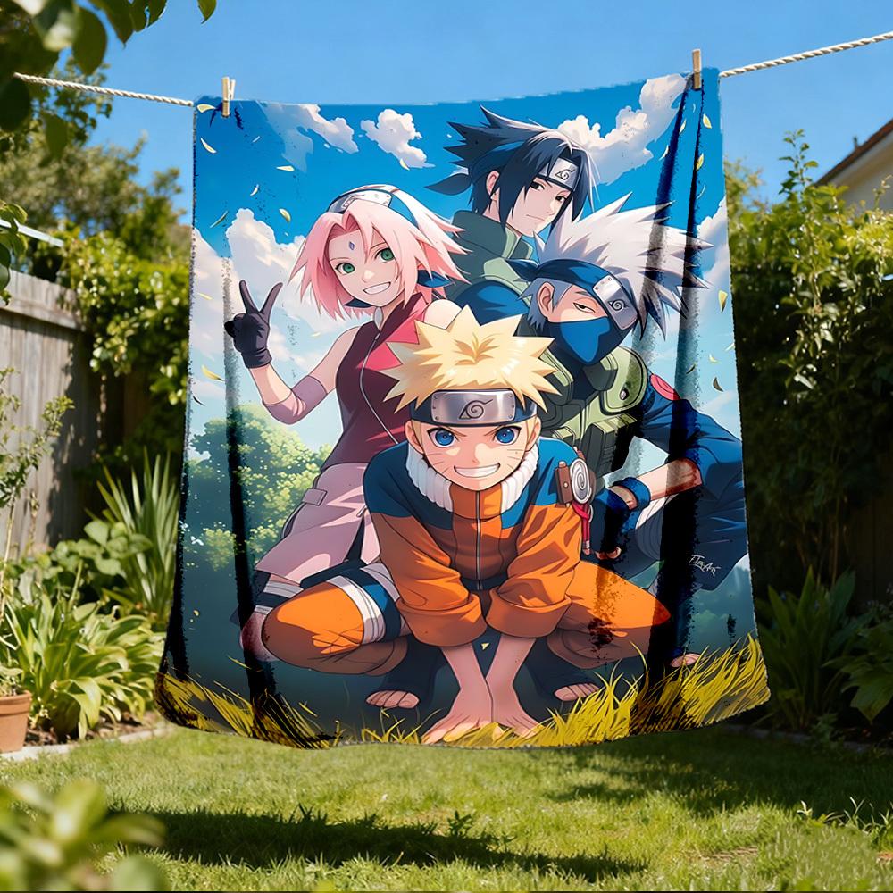 1pc Naruto Team Outdoor Flannel Blanket for Girls Soft, Lightweight Throw Perfect for Camping, and Gifting, Digital