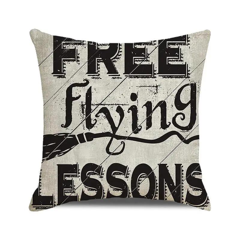 Halloween Decorative Cushion Cover Pumpkin Bat Wizard Ghost Pillowcase Suitable for Home Living Room Sofa Room Decoration