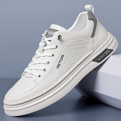 2024 Shoes for Men Genuine Leather Casual Shoes Fashion White Flat Skateboard Shoes Youth Slip-on Sneaker