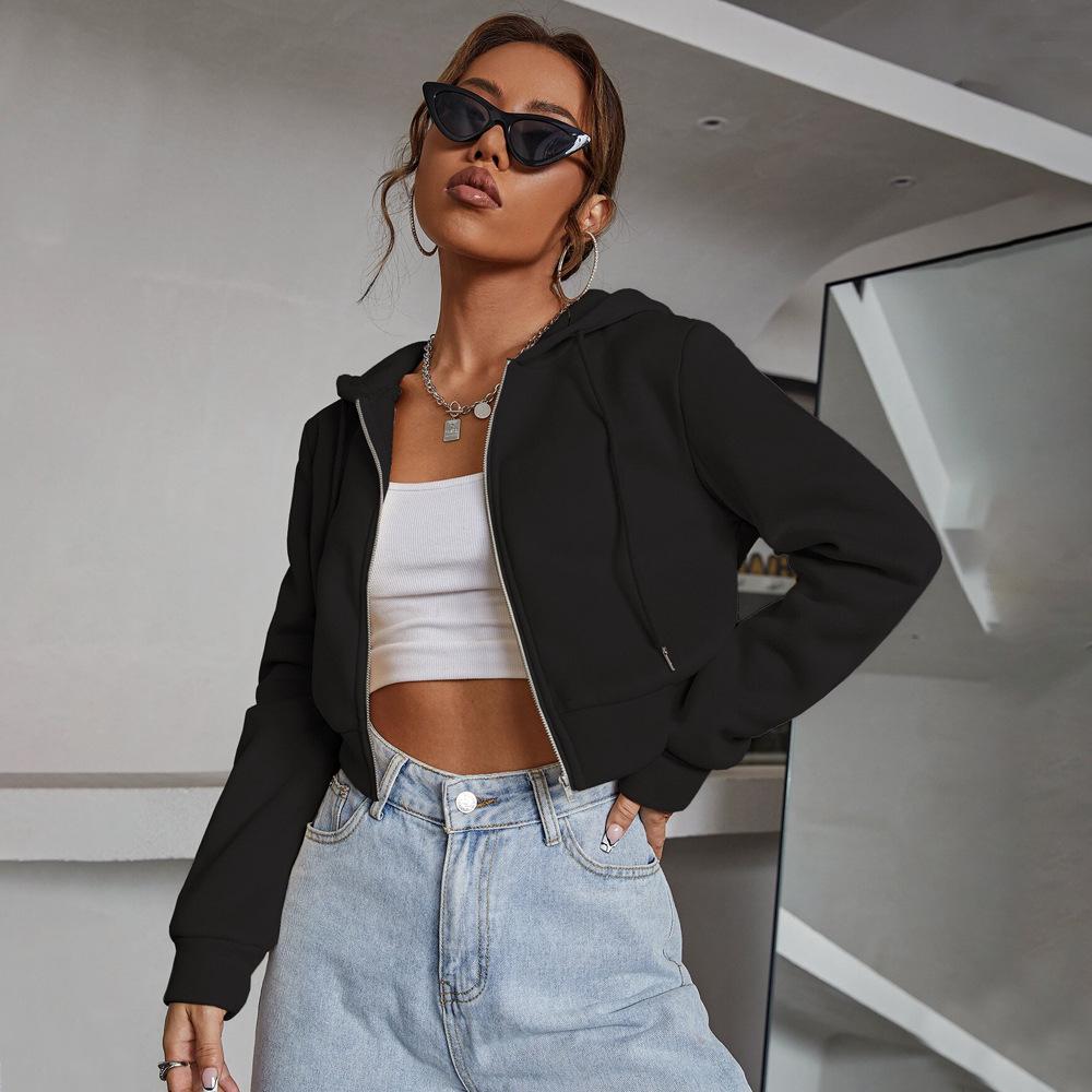 

Трендовая толстовка с капюшоном на молнии 2024 для осени/зимы Small чёрный