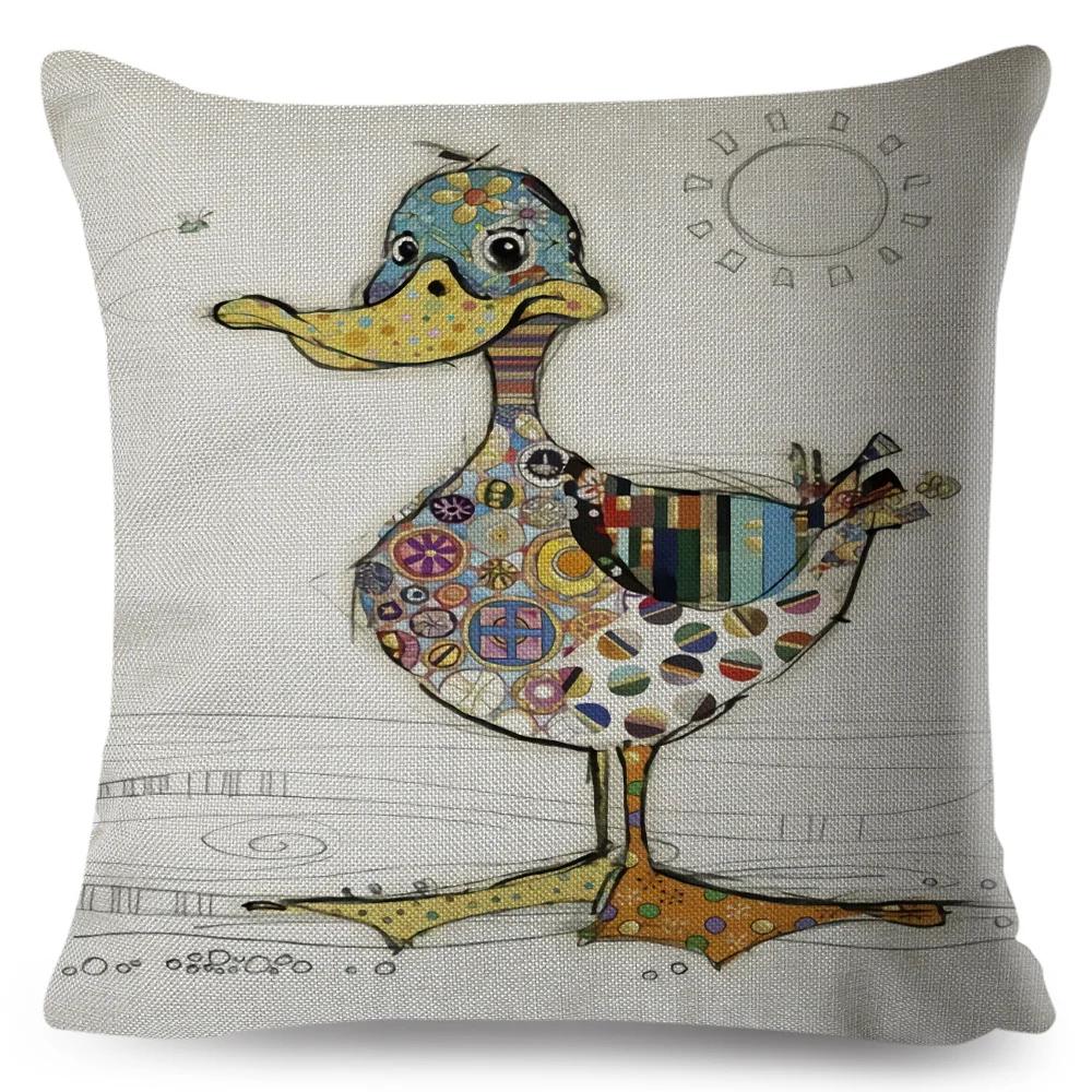 Nordic Style Cartoon Monkey Dog Cat Rabbit Cushion Cover Decor Children Drawing Animal Pillow Case for Sofa Home Car Pillowcase