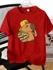 Unisexs Tee Cute Capybara Skateboard Drink Cartoon Print Cotton Short Sleeve Male Casual Streetwear Outdoor Daily Basic Fashion Top
