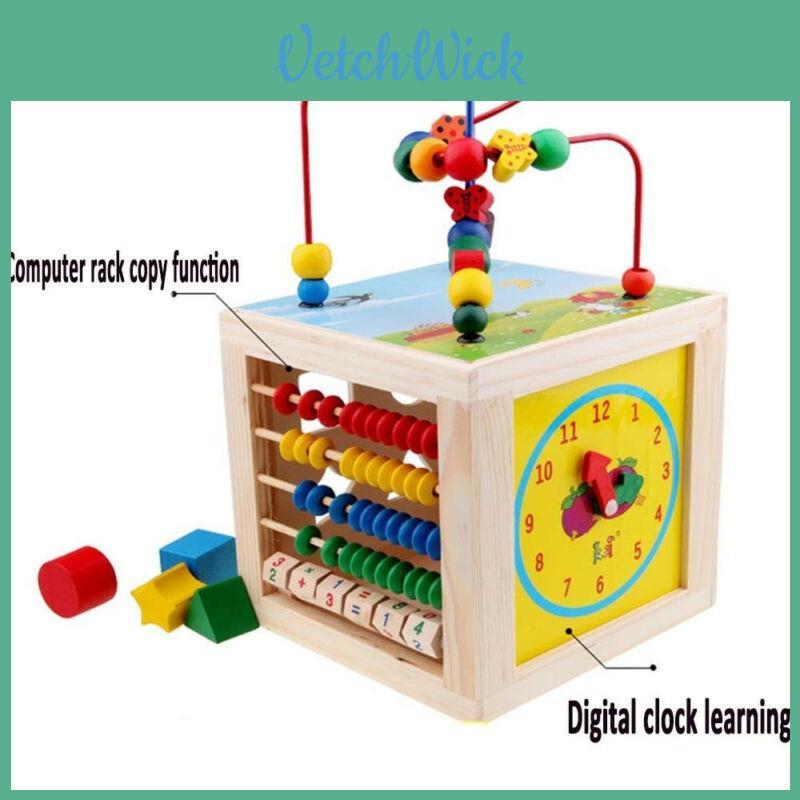 Cubo de Atividades Múltiplas 5 em 1 de Madeira Premium Brinquedo Educativo para Crianças e Bebês