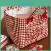 Cotton Storage Basket With Bow Pattern For Home Organization And Kids Room Use