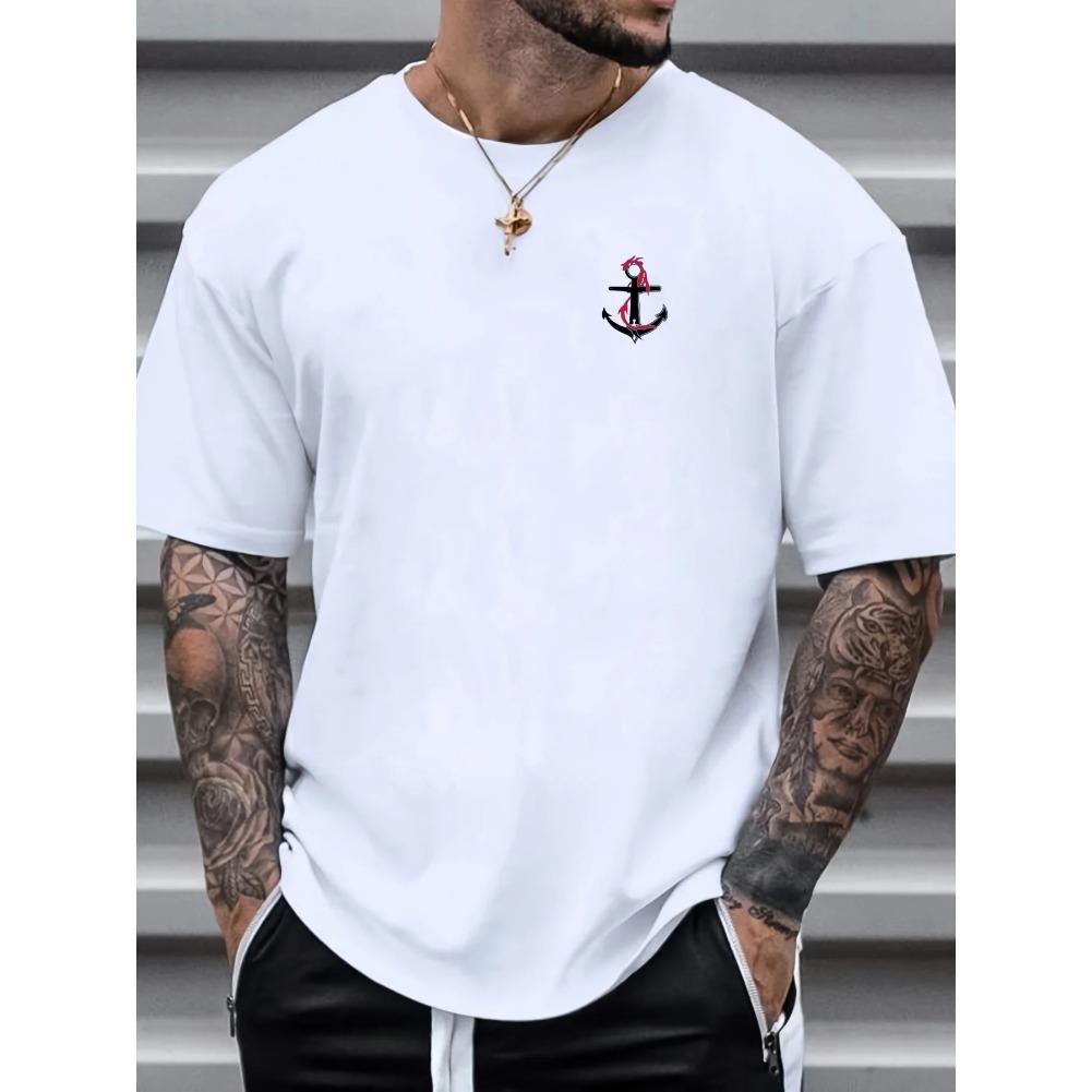 T-shirt da uomo con scollo a O, manica corta, stampa, cotone, comoda, da uomo