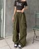 MTUIOY Cargo Casual and Solid Loose Plus Women's Wide-Leg Pants, Stylish, Lightweight, Color, Fit, Sizes, 4-Green-L