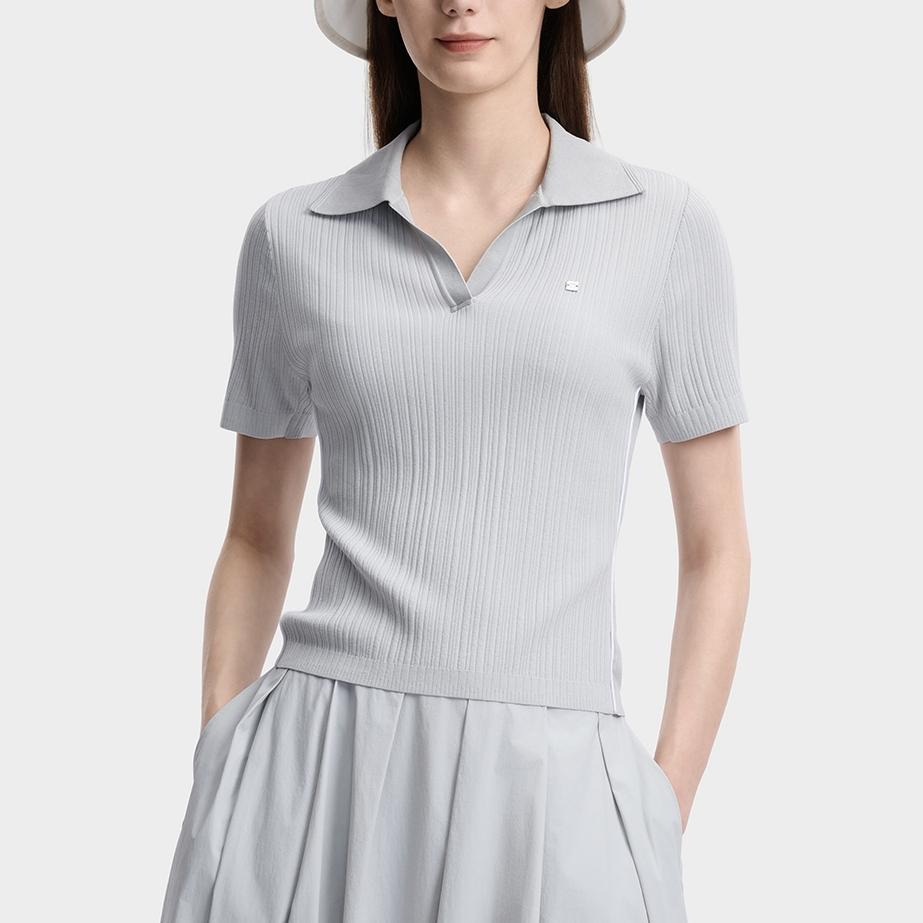 Fila White Solid Woven Slim Fit Polo Shirt Women Tops F11W623403F-GY