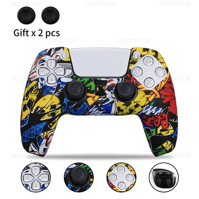 Für PS5 Controller Schutzhülle Silikon Für Playstation 5 Anti-Rutsch Abdeckung Skin für PS5 Slim Hülle Daumengriffe Zubehör
