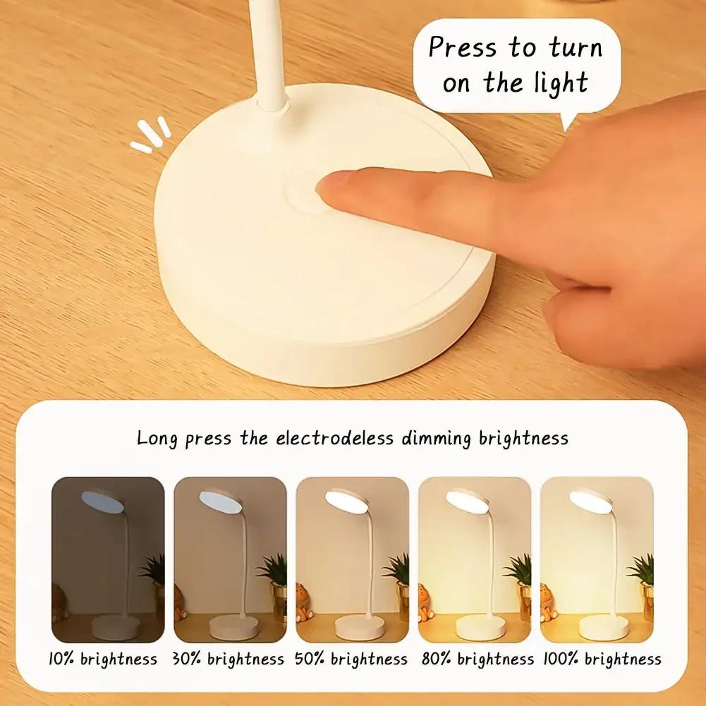 LED Portable Desk Lamp Eye Protection 3 Modes Dimming for Bedroom Bedside USB Plug In Touch College Student Book Readin Lamp