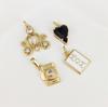 Factory Sale New Design 18K Gold Plated Jewelry Accessories CZ Setting Black Heart Camera Pumpkin Carriage Charms Enamel MOM