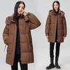 2024 Women's Winter Mid-Length Korean-Style Down Jacket with Detachable Hood