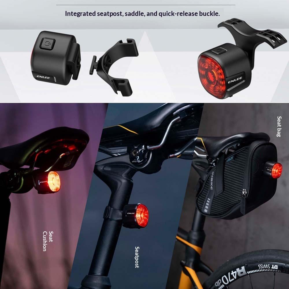 ENLEE Bicycle Tail Light, Intelligent Induction Brake Light Road Mountain Bike Night Riding Bright Light Warning Light