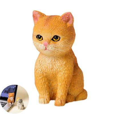 Cat Ornament Resin Statue Handmade Realistic Cat Figurine Home Office Desktop Living Room Decoration