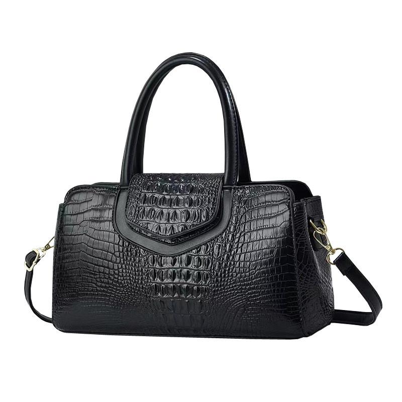Stylish Large Capacity Crocodile Pattern Handbag For Moms In Black Khaki Red Brown Gray White