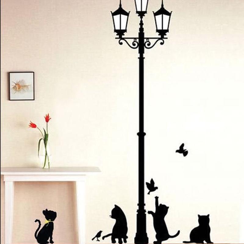 Quality Home Decor Wallpaper Pvc Wall Stickers With Cartoon Animal Butterfly And Cat Design**