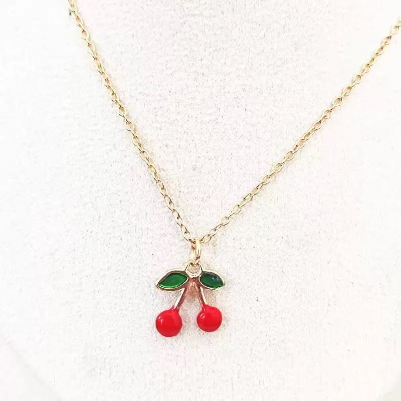 

Fashion Minimalist Small Cherry Necklace Women Sweet Fruit Pendant Clavicle Chain Elegant Dainty Jewelry Aesthetic Summer Style Cute Gift Daily Wear