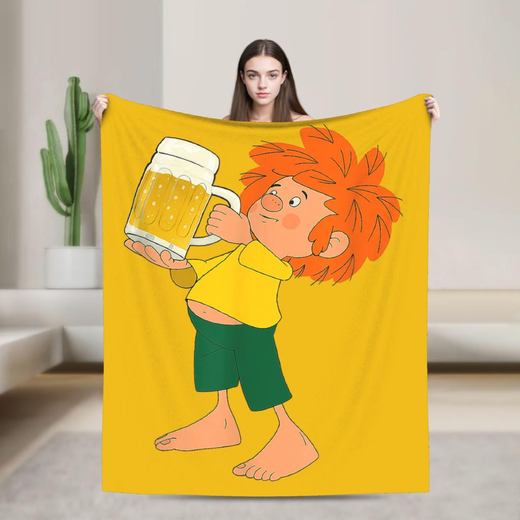 Pumuckl Cute Elf Fairy Story Fashion Blankets Fleece Autumn Winter Anime Cartoon Multi-function Lightweight Throw Fashion Blanket for Beddin